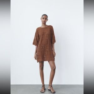 Zara V-Back Pointelle Knit Dress